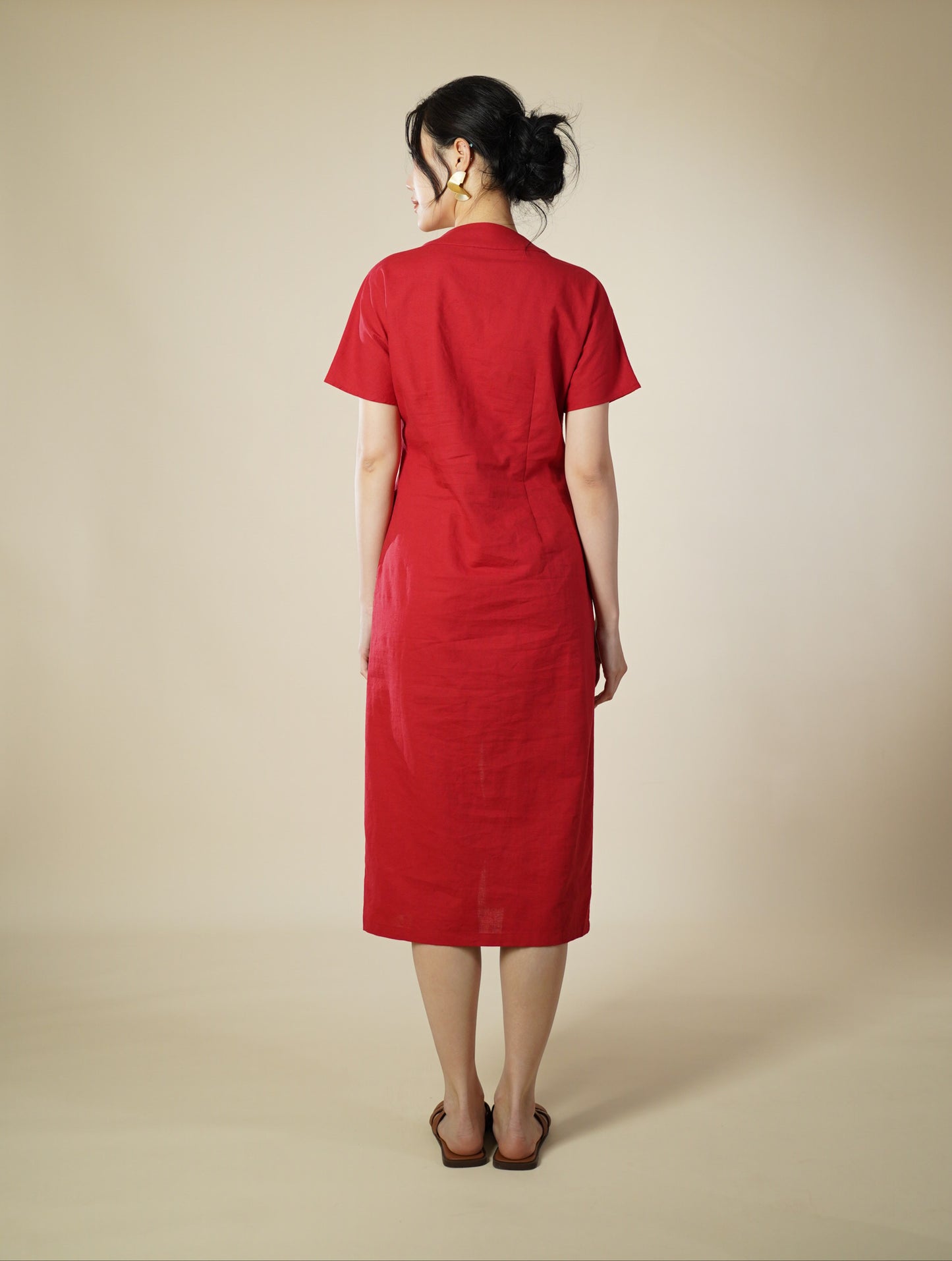 Embroidered Capped Sleeve Midi Dress