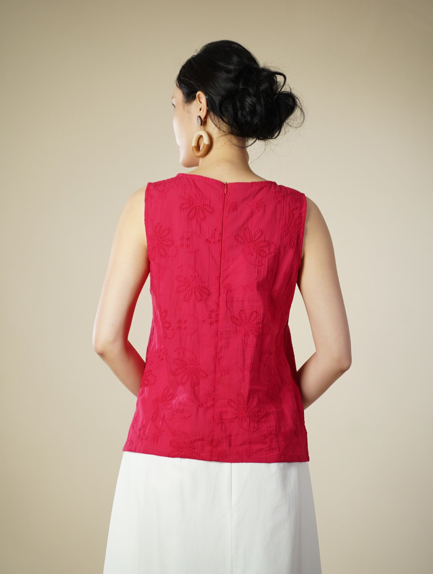 Embroidered Blend Sleeveless Top