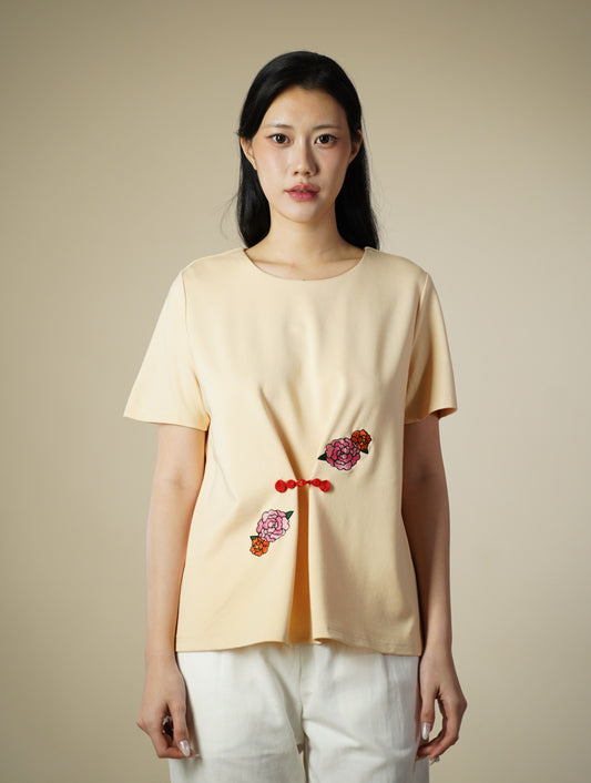 Round Neck With Embroidery Top