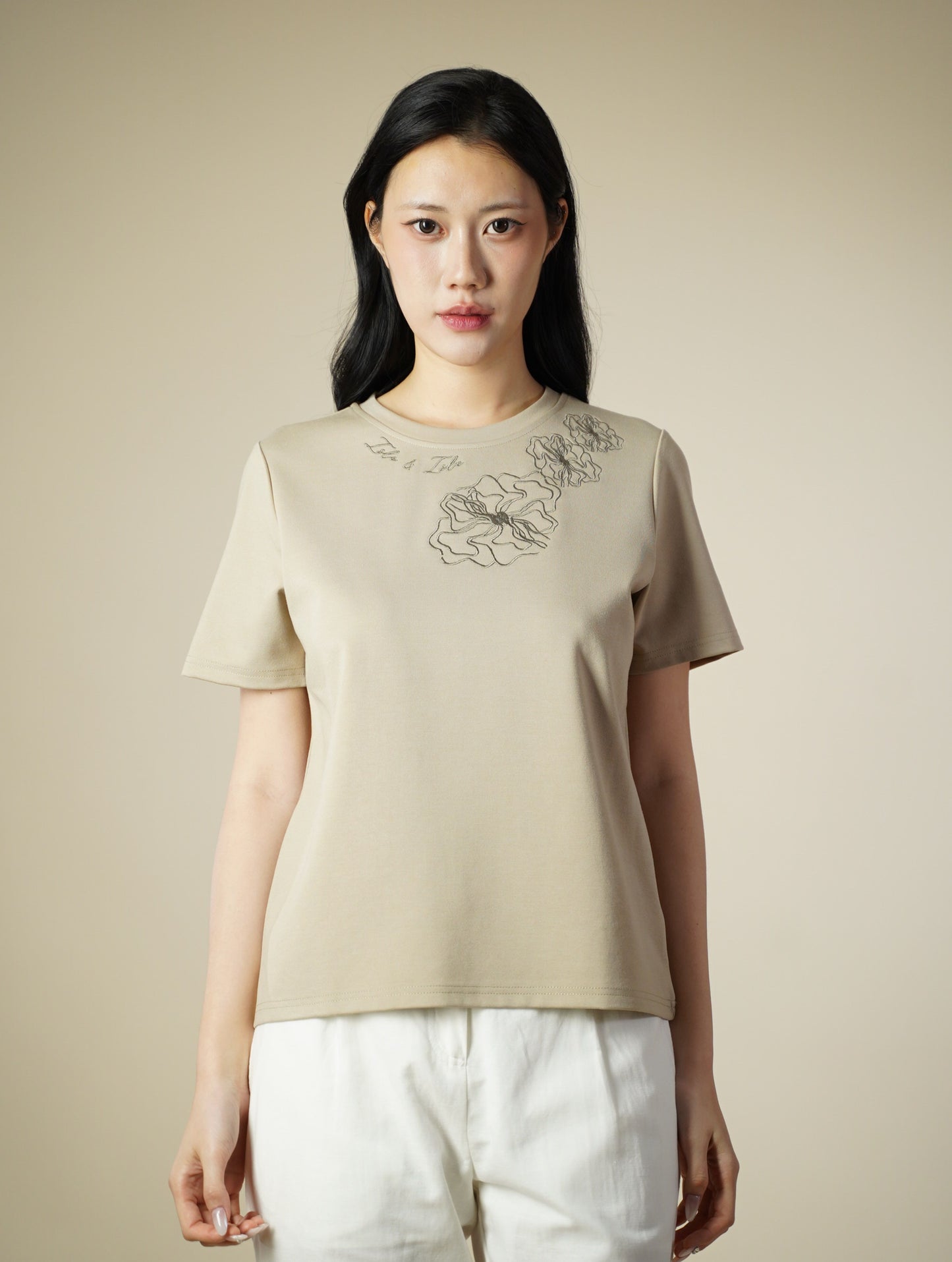 Embroidered Short Sleeve Top