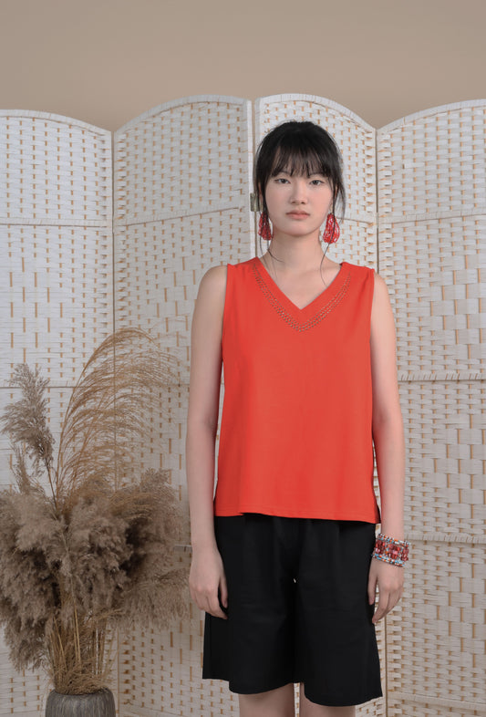 V Neck Blouse With Iron On Crystal