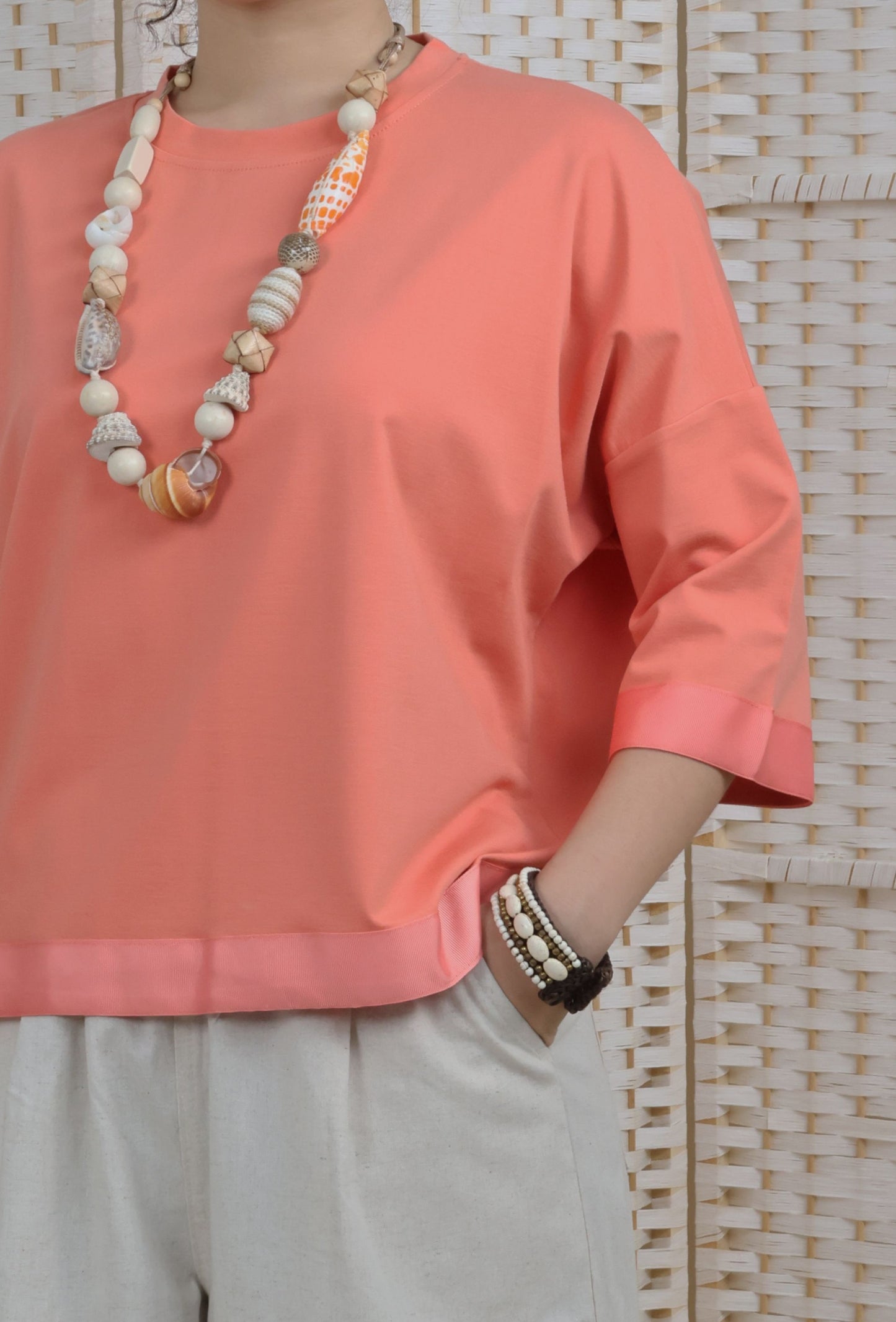 Droppers Shoulder Blouse With Ribbon Trims