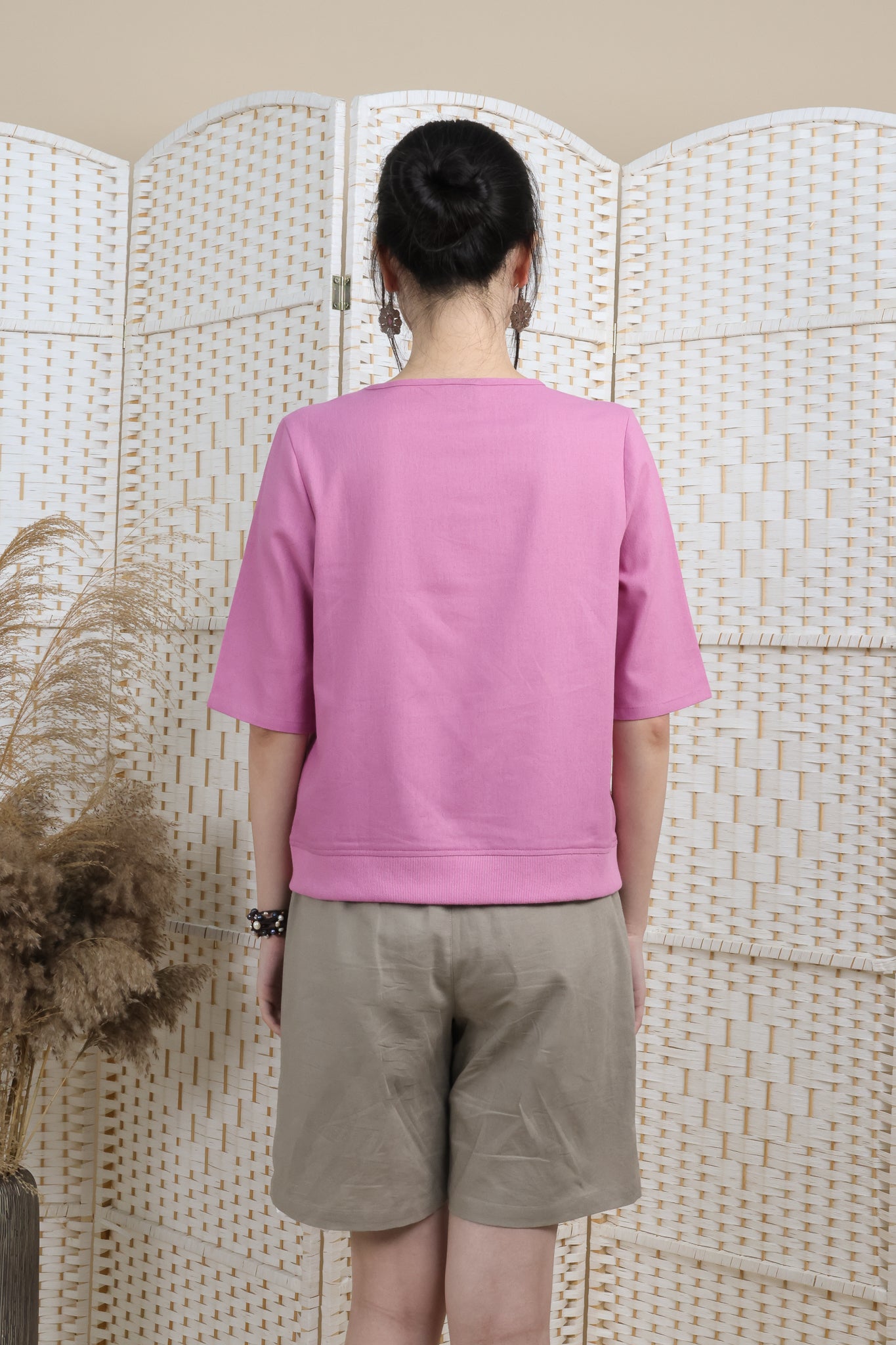 3/4 Sleeves Blouse With Rib