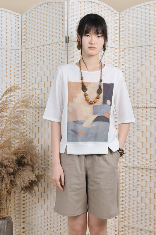 3/4 Sleeves Blouse With Rib