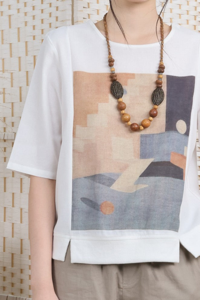 3/4 Sleeves Blouse With Rib
