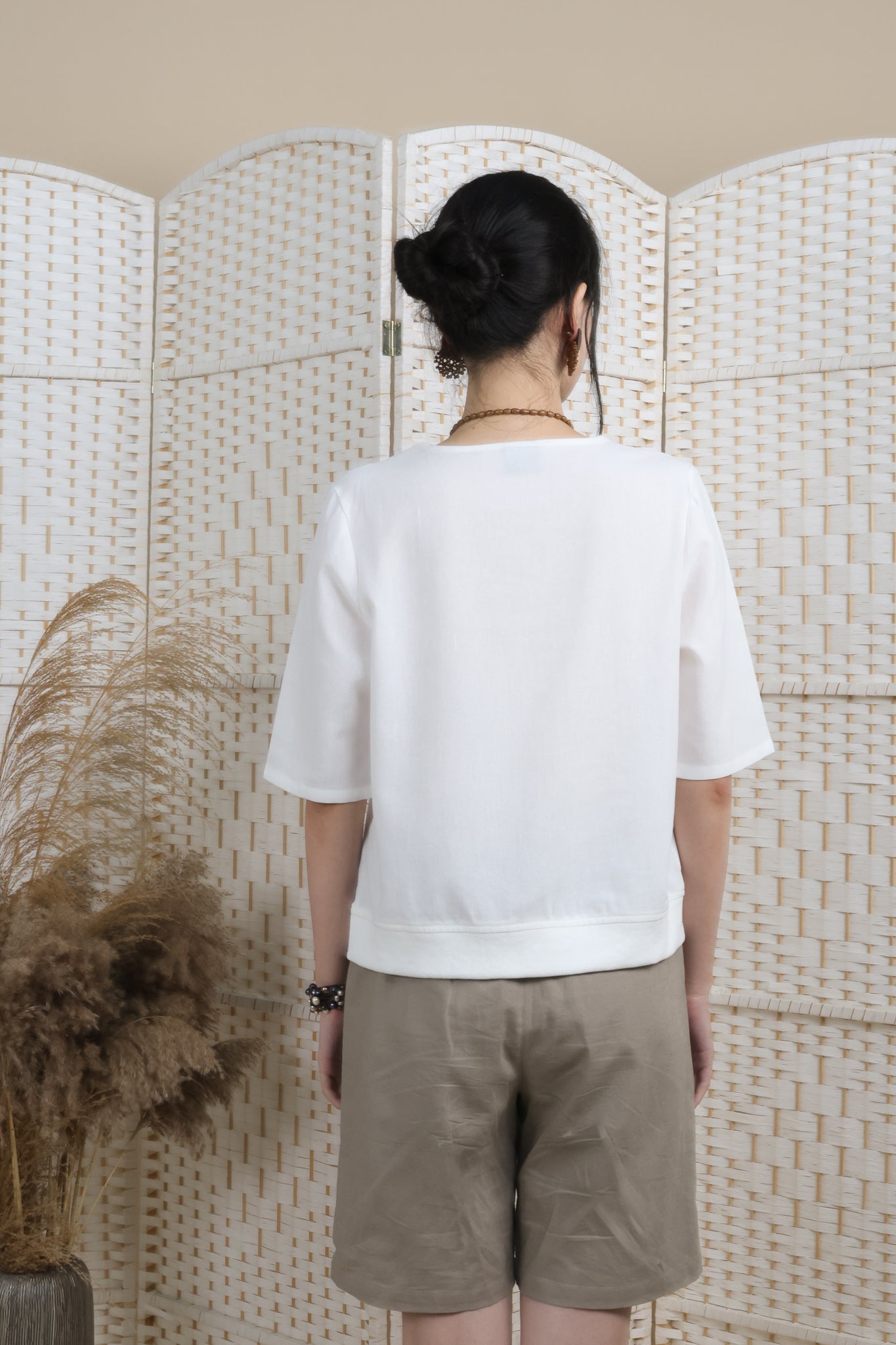 3/4 Sleeves Blouse With Rib