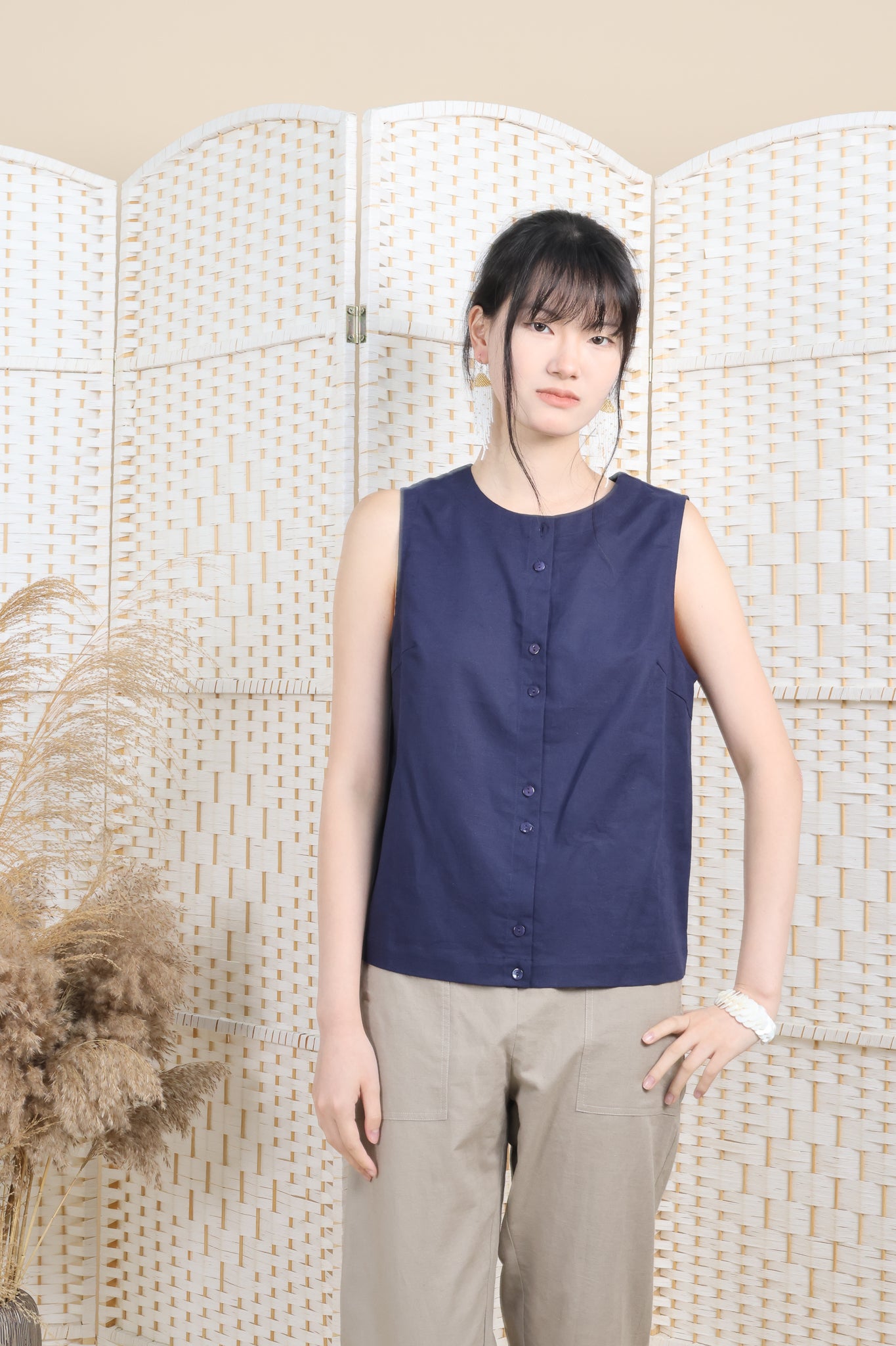 Linen Essential Buttoned Top