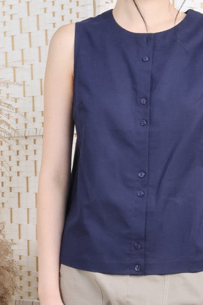Linen Essential Buttoned Top