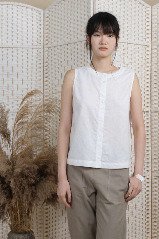 Linen Essential Buttoned Top