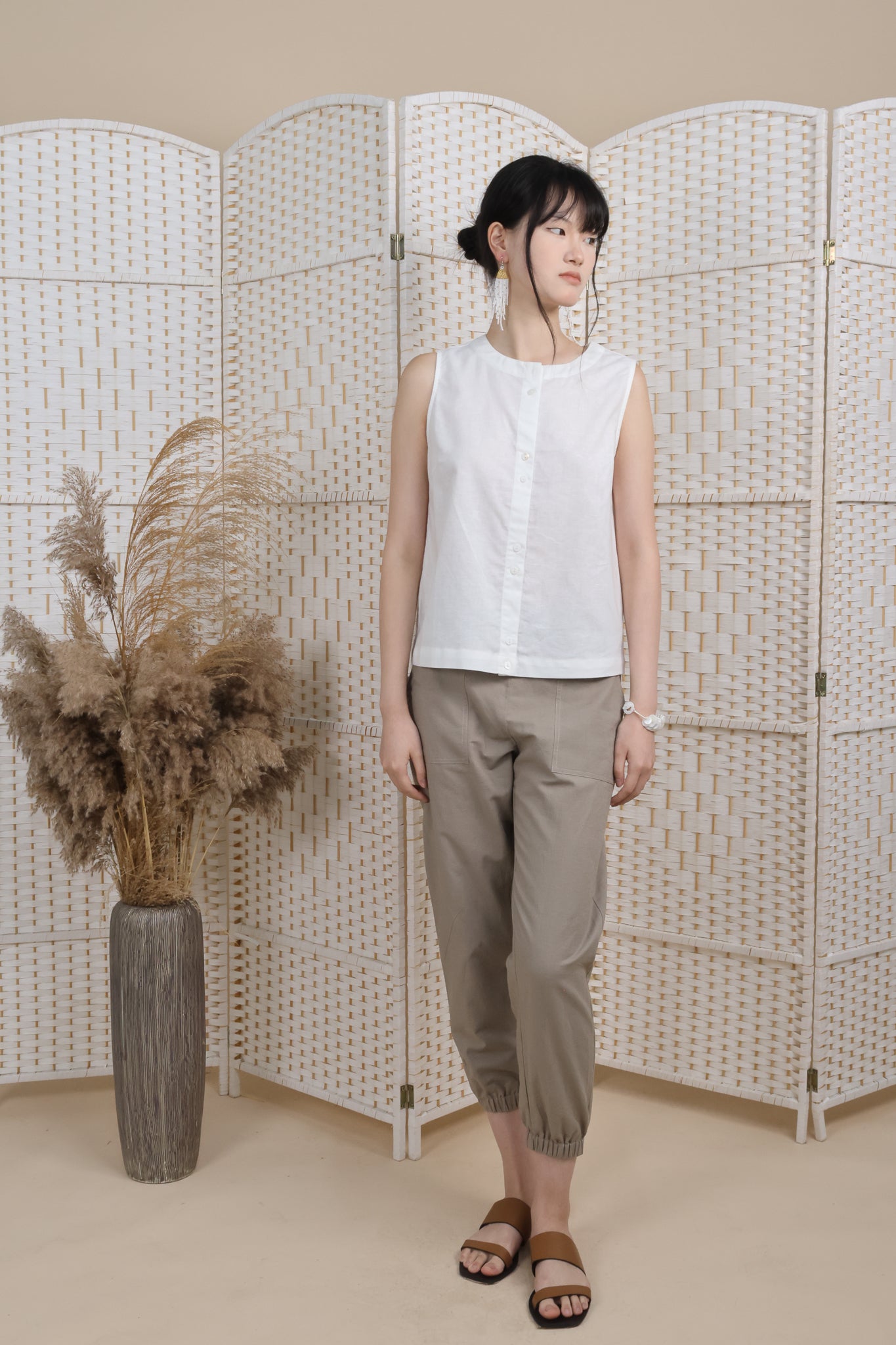 Linen Essential Buttoned Top