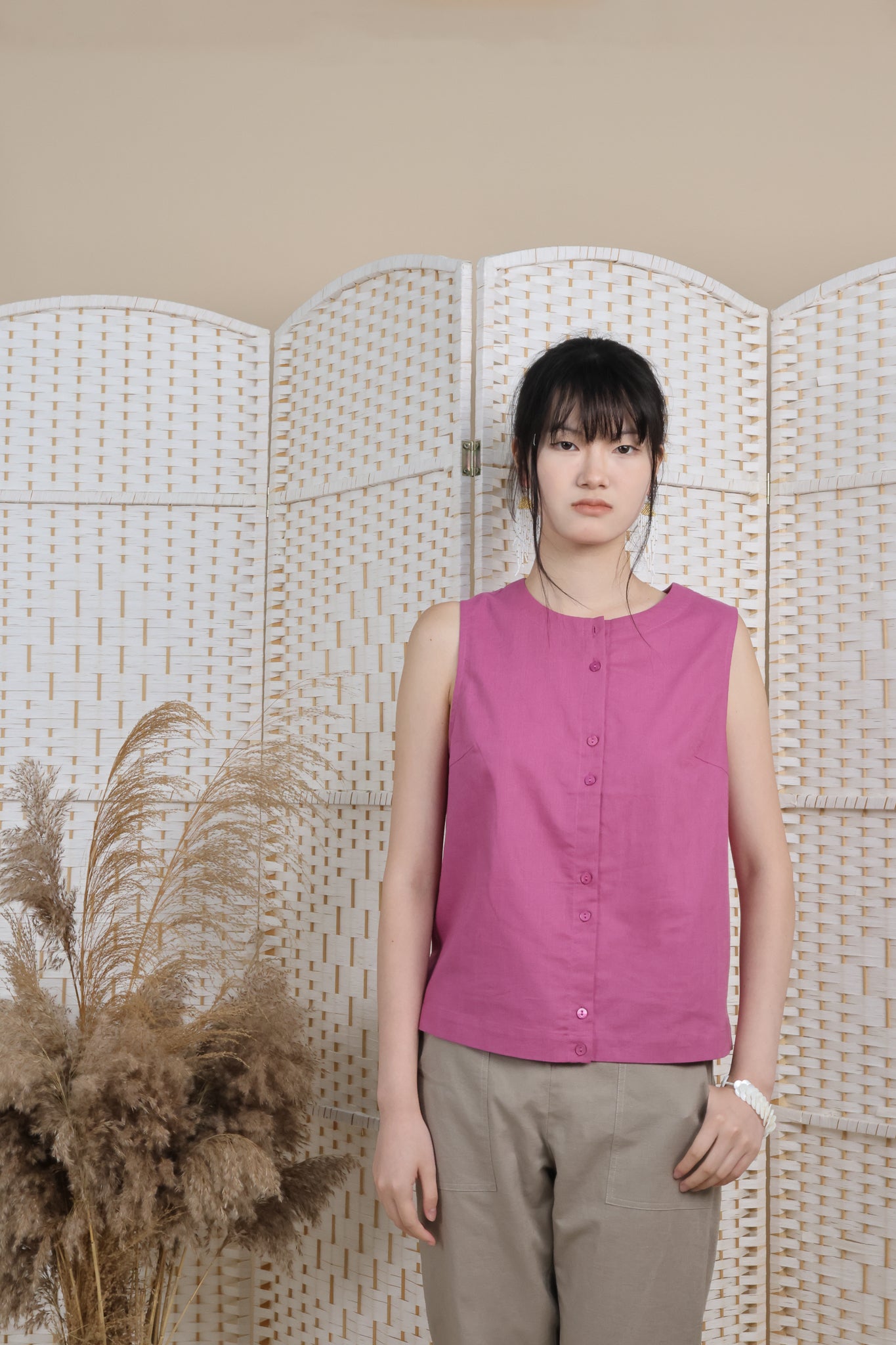 Linen Essential Buttoned Top