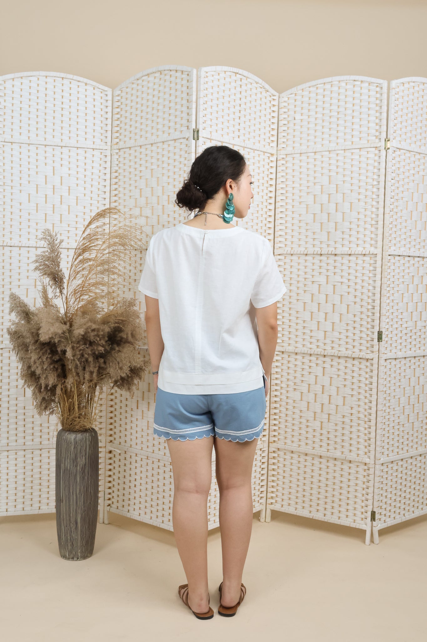Essential Linen Blouse With Pleated Hem