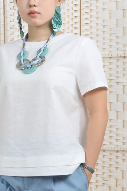 Essential Linen Blouse With Pleated Hem
