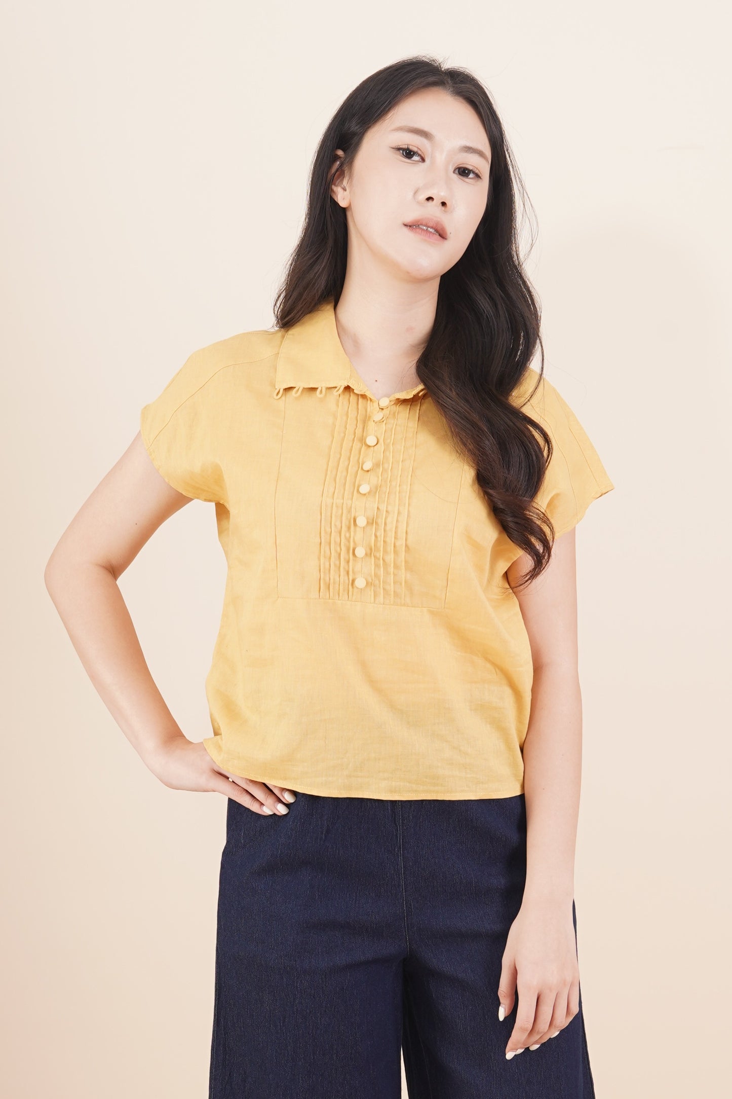 Button Capped Sleeve Top