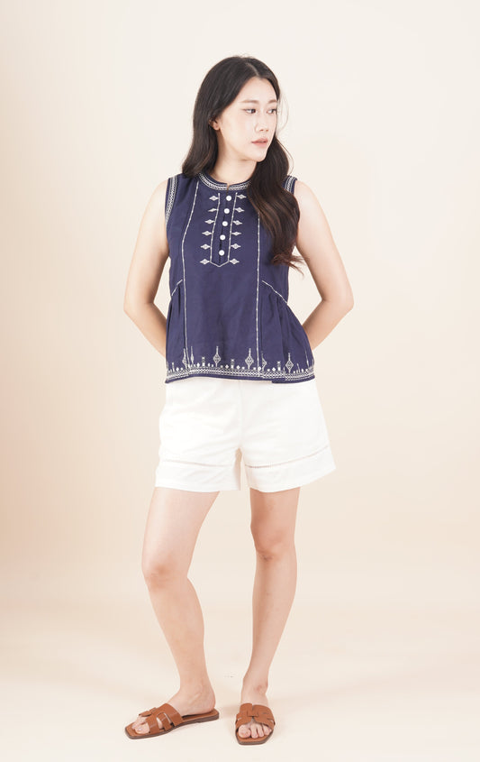 Embroidered Sleeveless Top