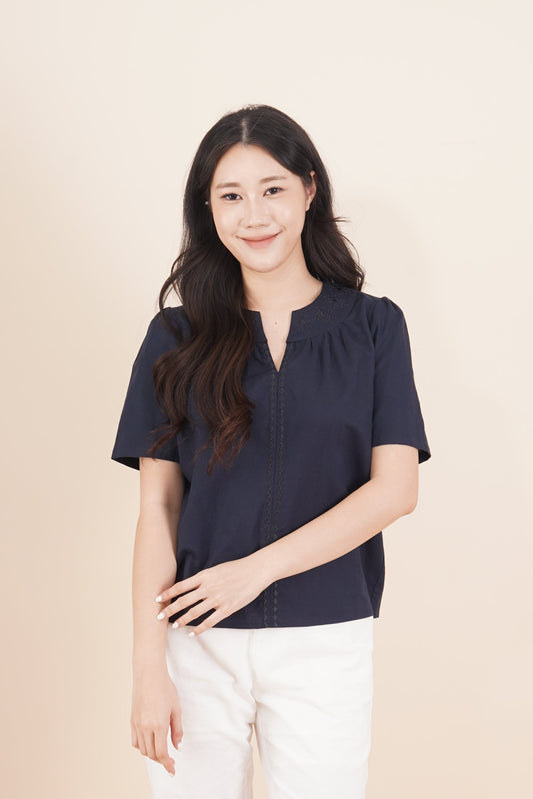 Embroidered Short Sleeve Top