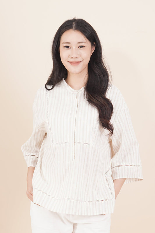 Lace-Inset 3/4 Sleeve Top