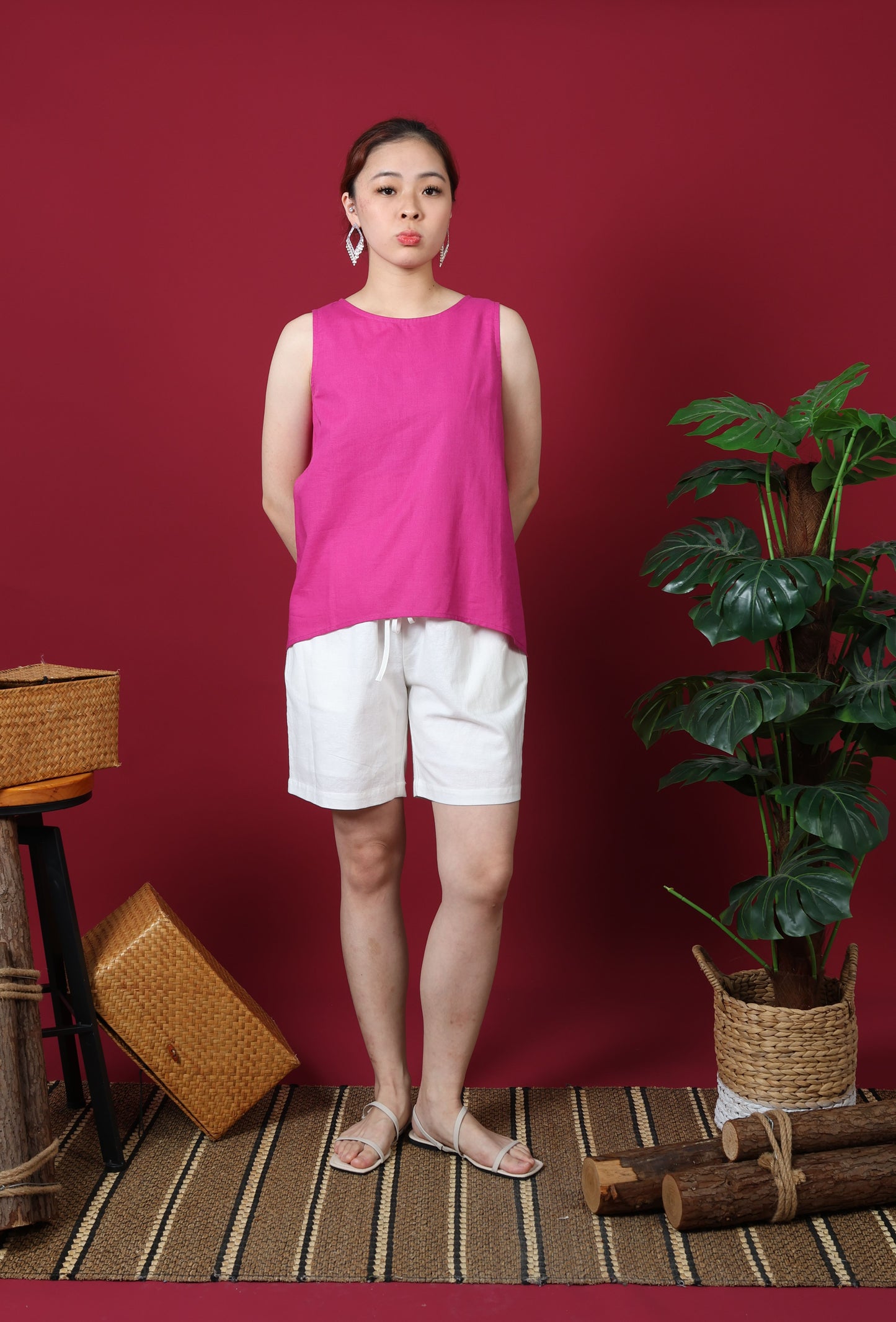 Back Pleat Cut-Out Top