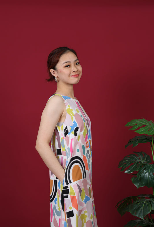 Printed Sleeveless Midi Dress