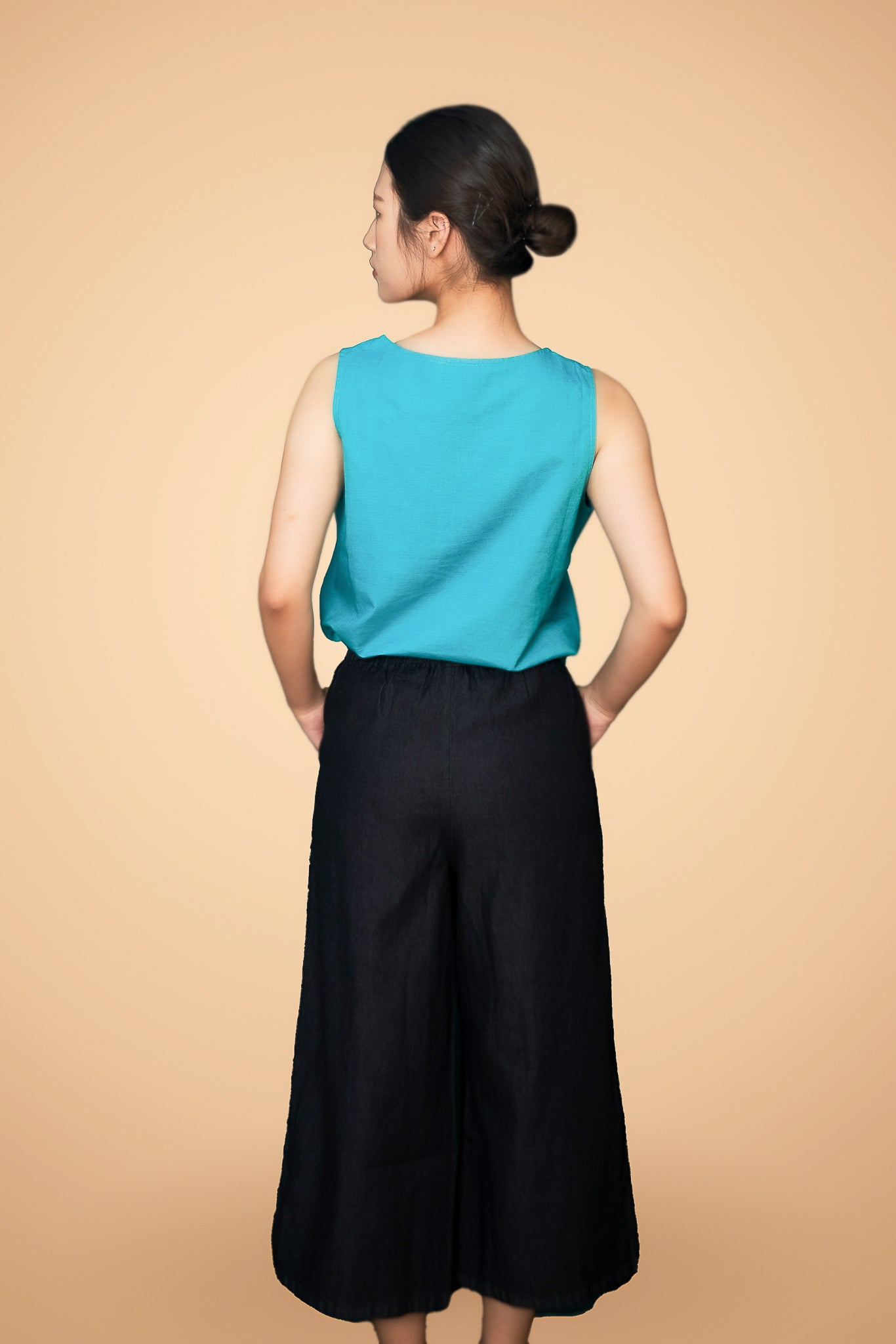 Mix Fabric Chanbray Long Pant