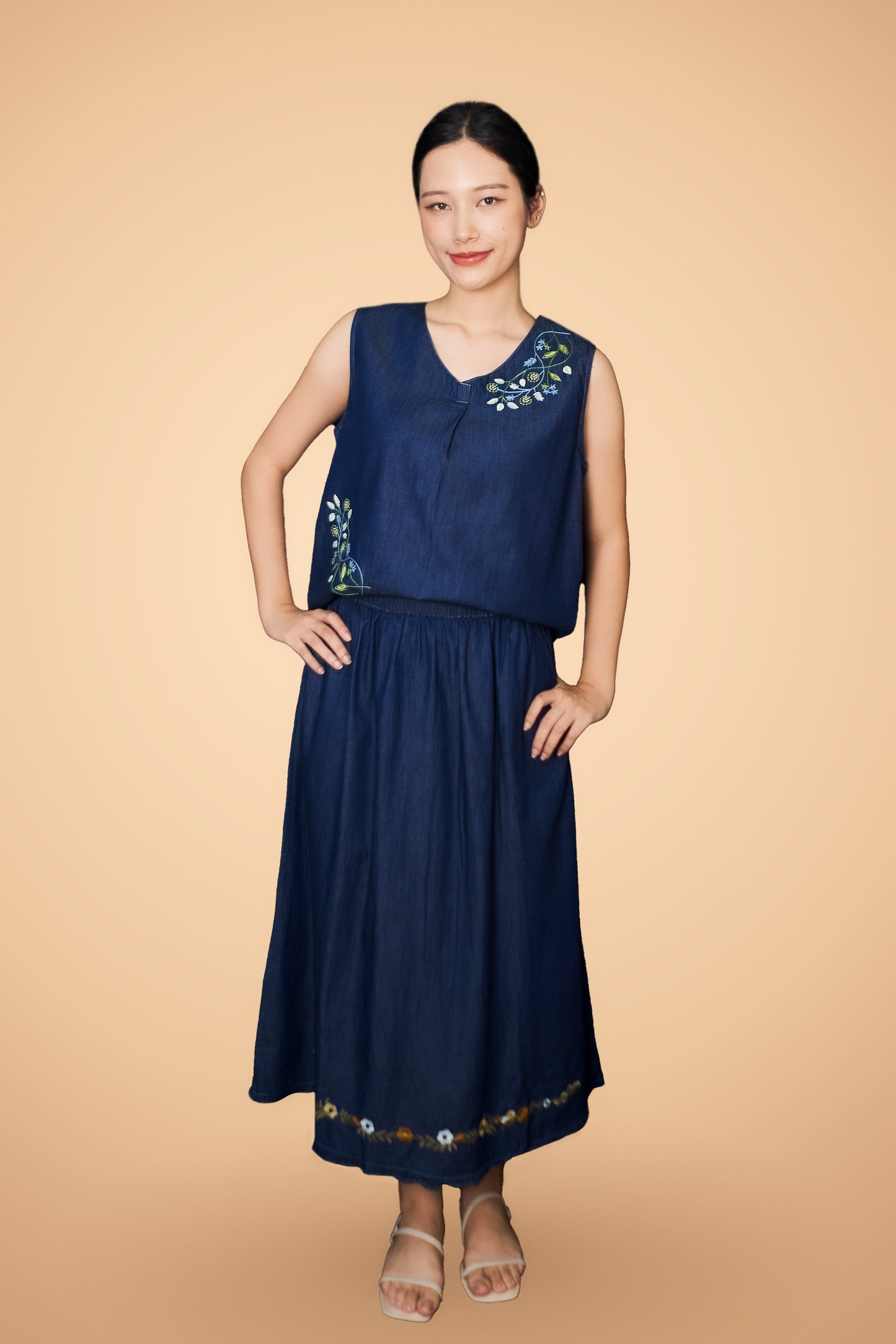 Embroidered Sleeveless Top