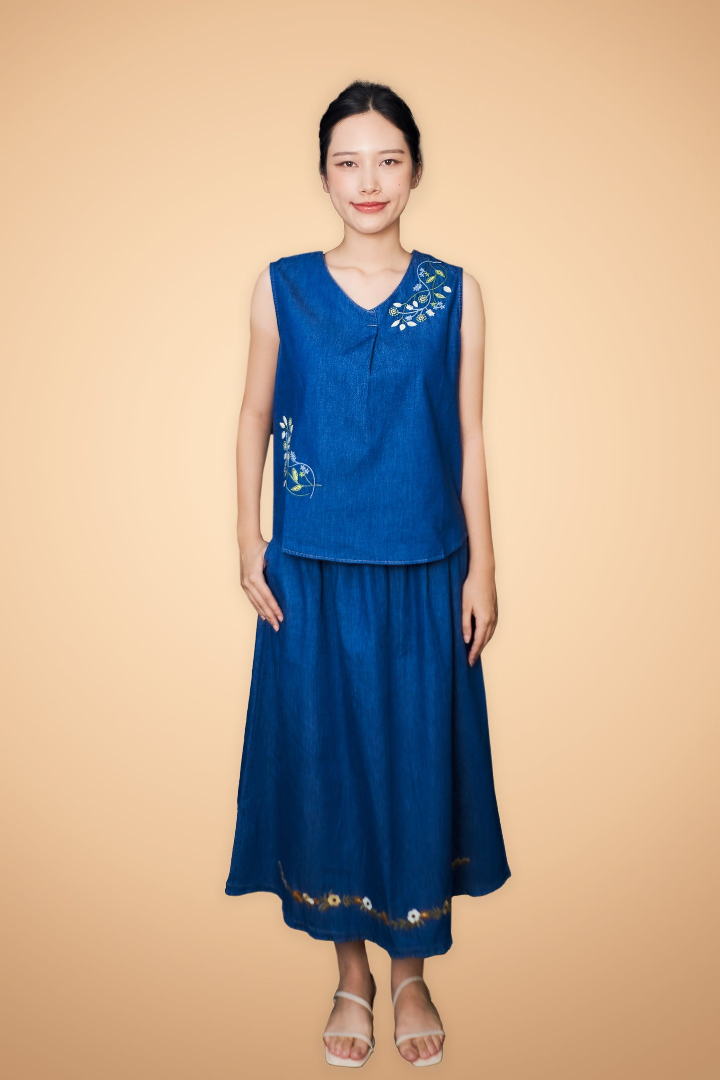 Embroidered Sleeveless Top