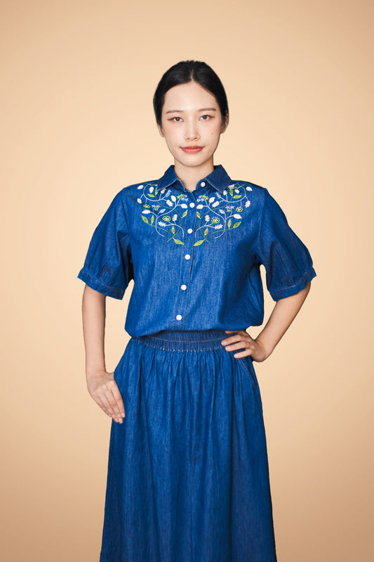 Embroidered Short Sleeve Top