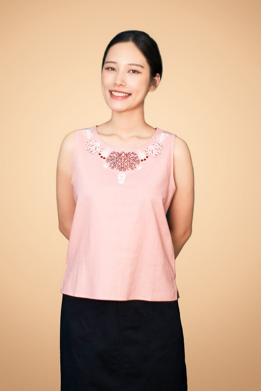 Embroidered Sleeveless Top
