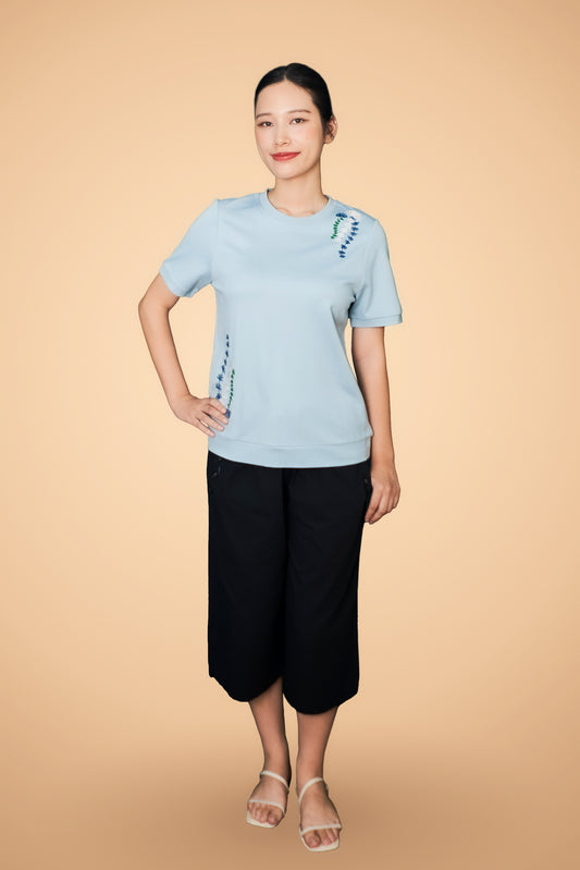 Embroidered Short Sleeve Top