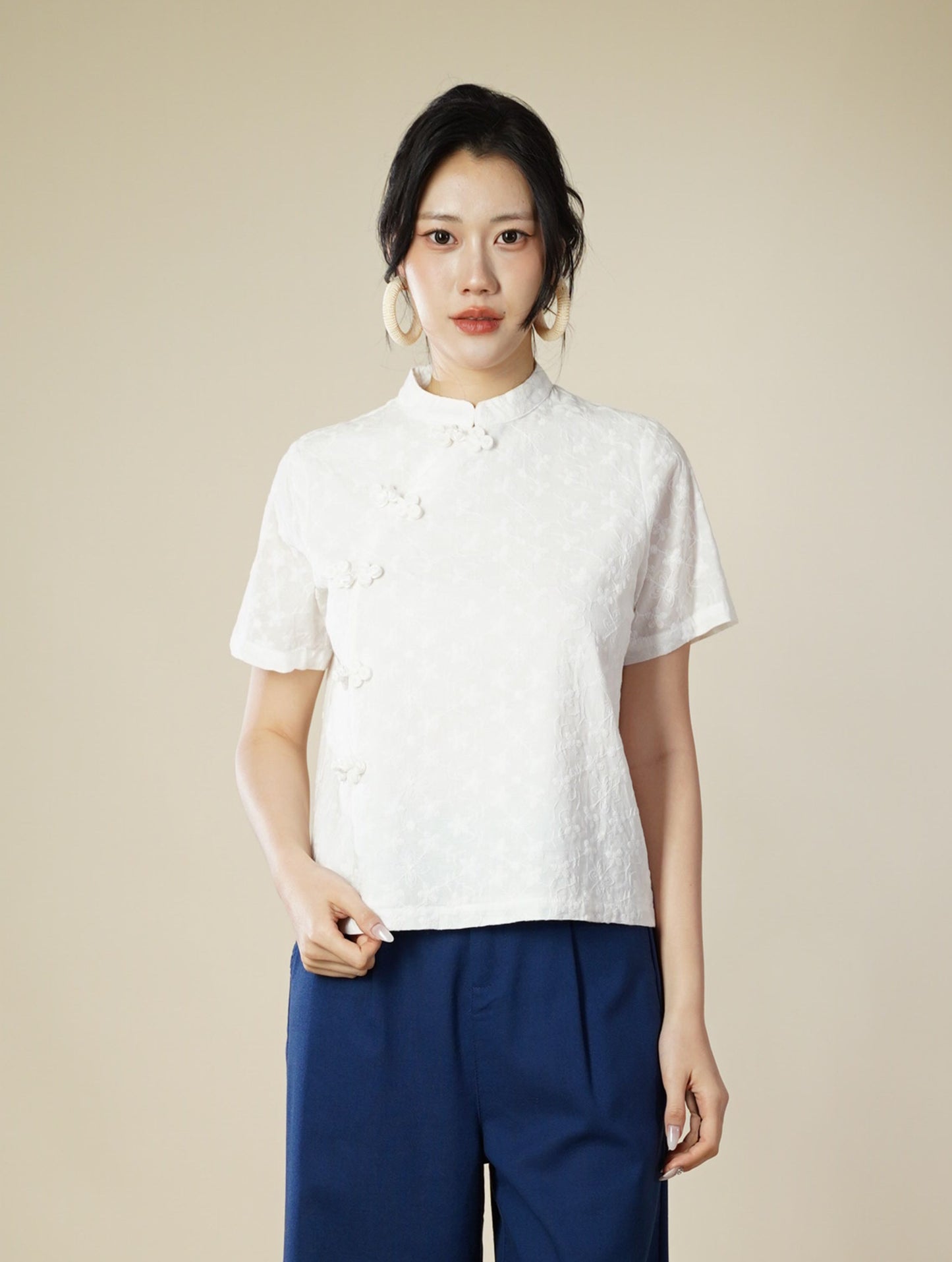 Mandarin Collar Lace Top