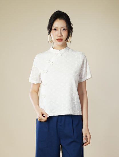 Mandarin Collar Lace Top