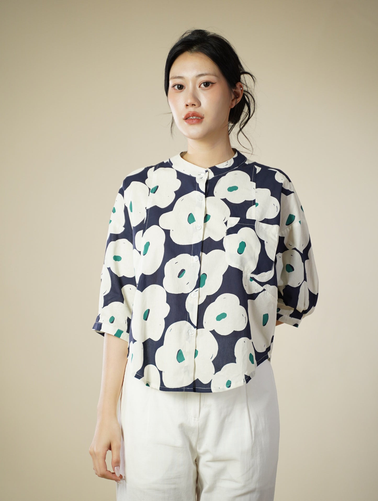 Printed 3/4 Sleeve Top