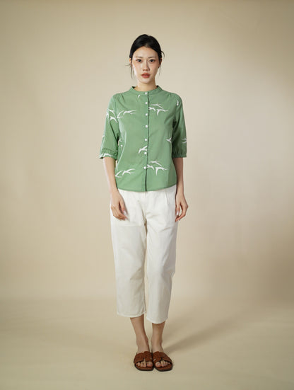 Embroidered 3/4 Sleeve Top