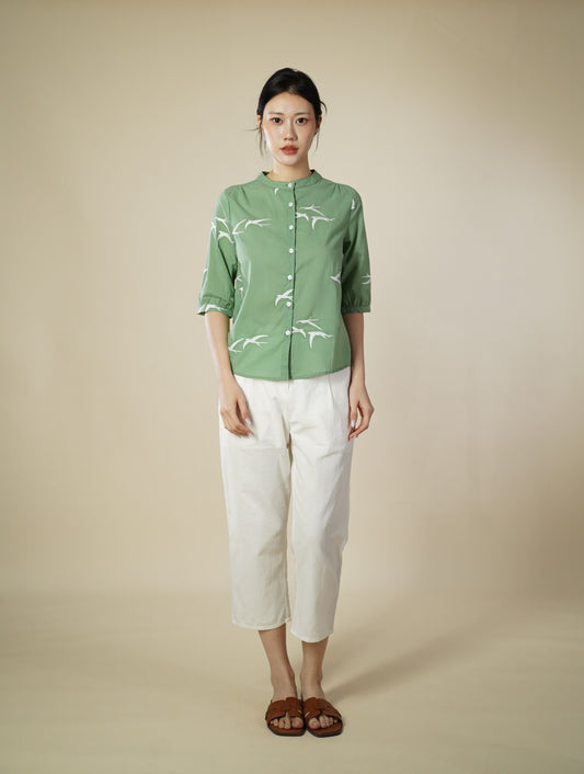 Embroidered 3/4 Sleeve Top