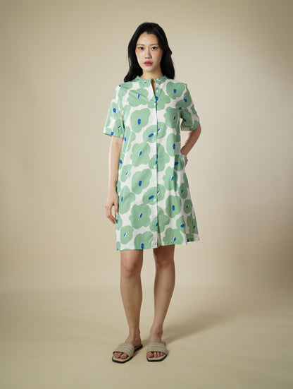 Printed Short Sleeve Short Dress