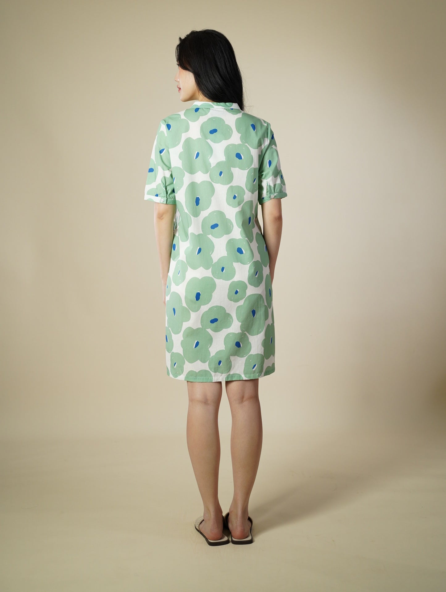 Printed Short Sleeve Short Dress