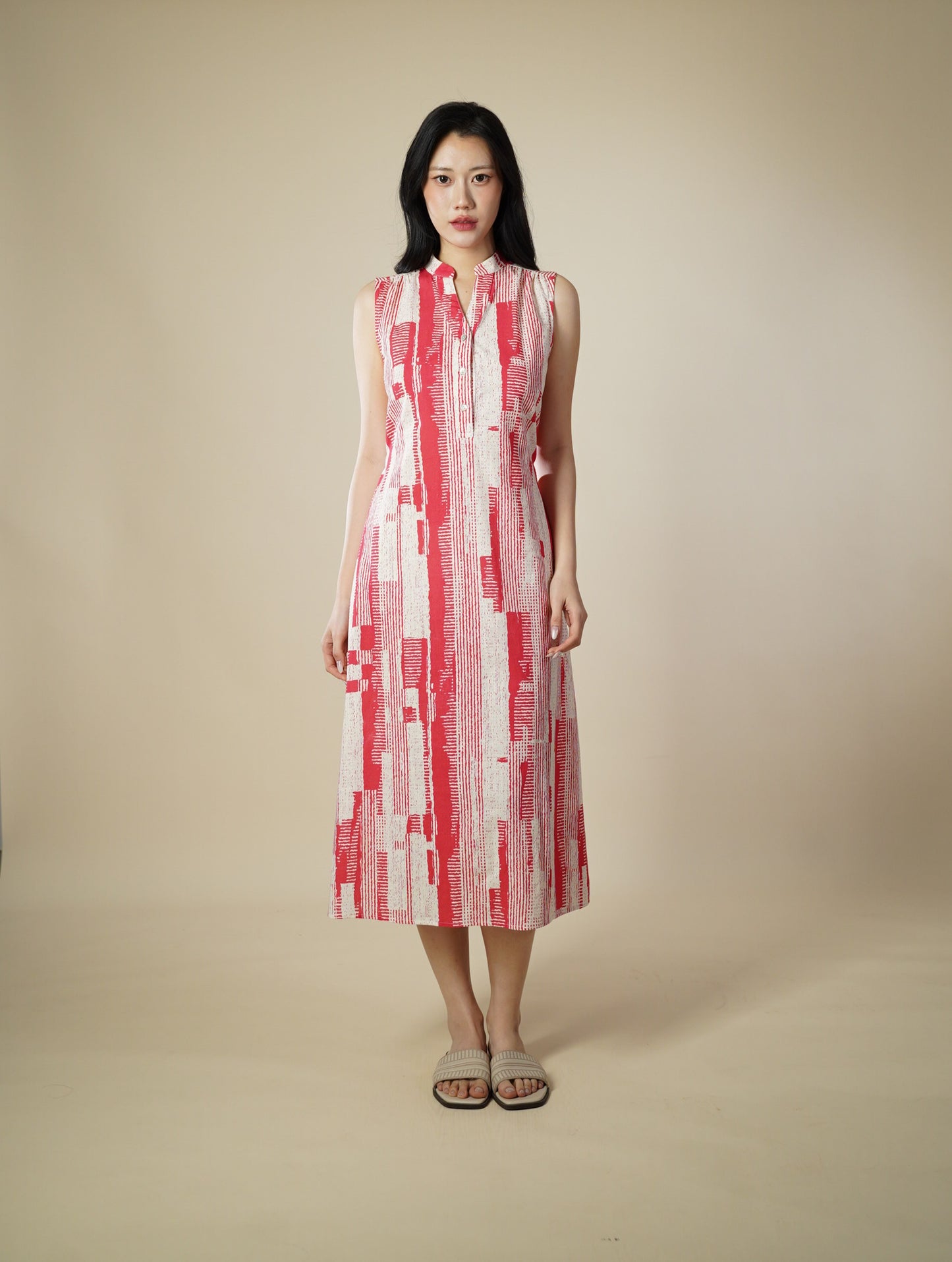 Printed Sleeveless Midi Dress