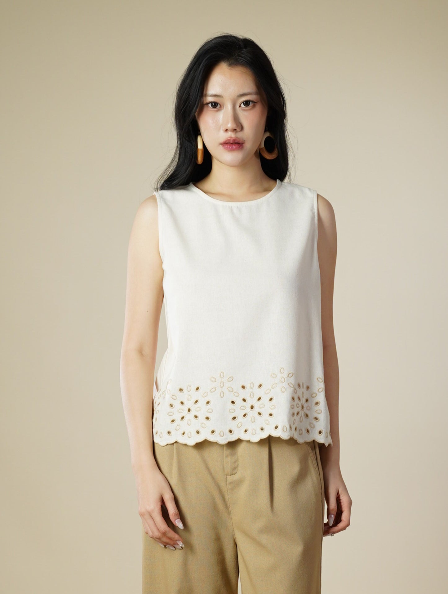 Embroidered Sleeveless Top