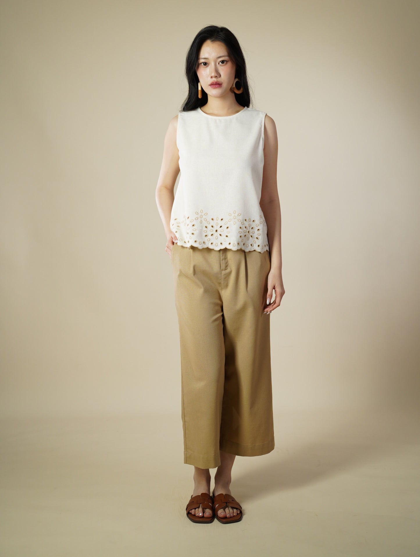 Embroidered Sleeveless Top