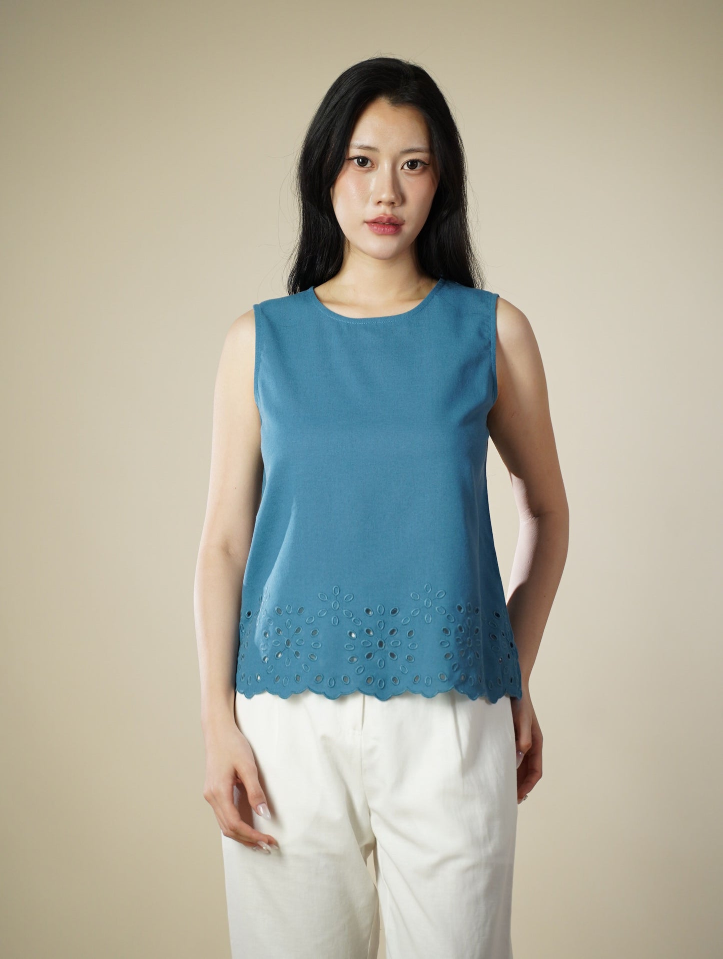 Embroidered Sleeveless Top