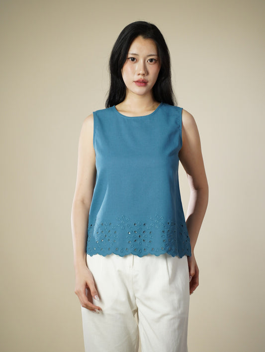 Embroidered Sleeveless Top
