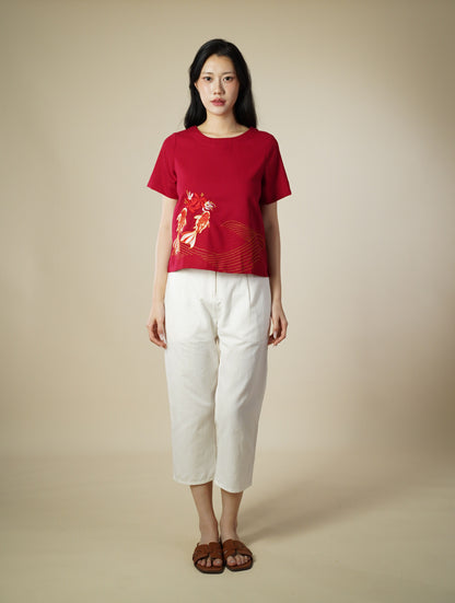 Embroidered Short Sleeve Top