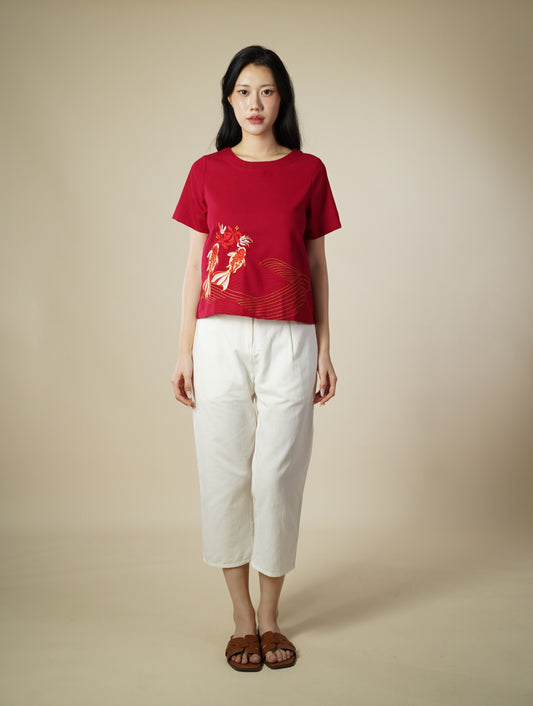 Embroidered Short Sleeve Top