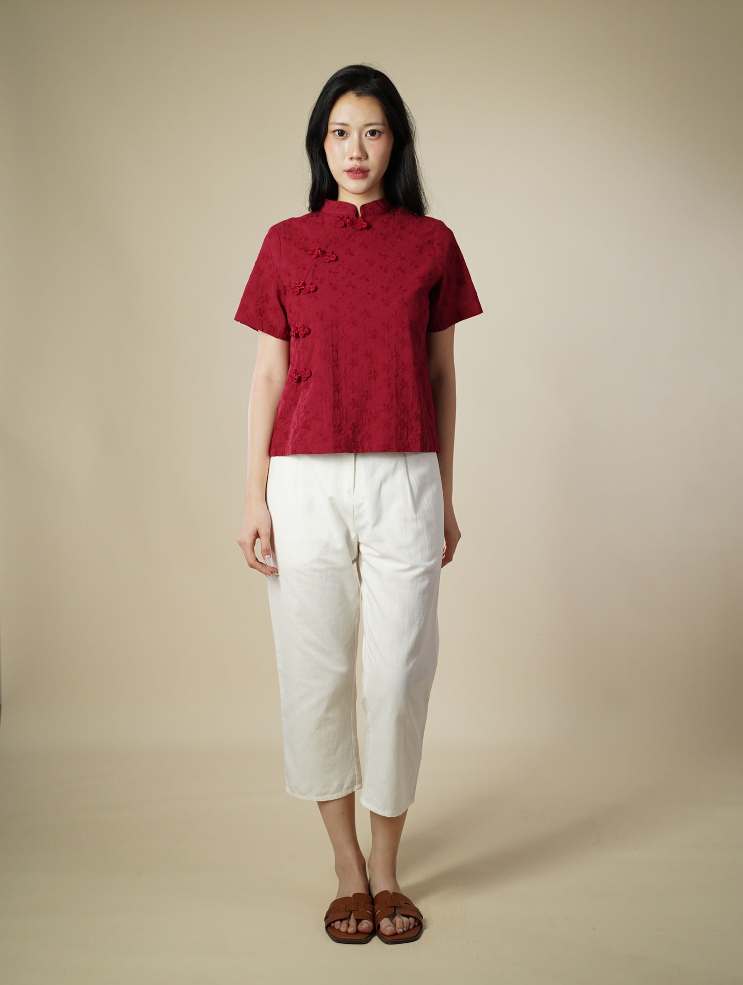 Mandarin Collar Lace Top