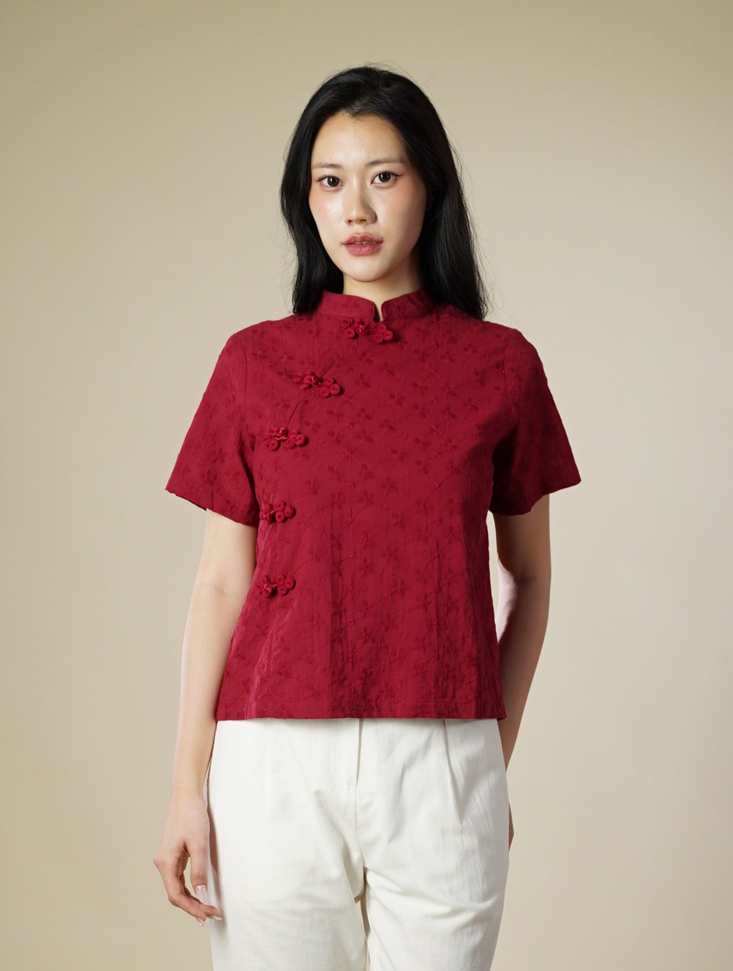 Mandarin Collar Lace Top