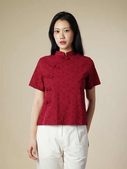 Mandarin Collar Lace Top