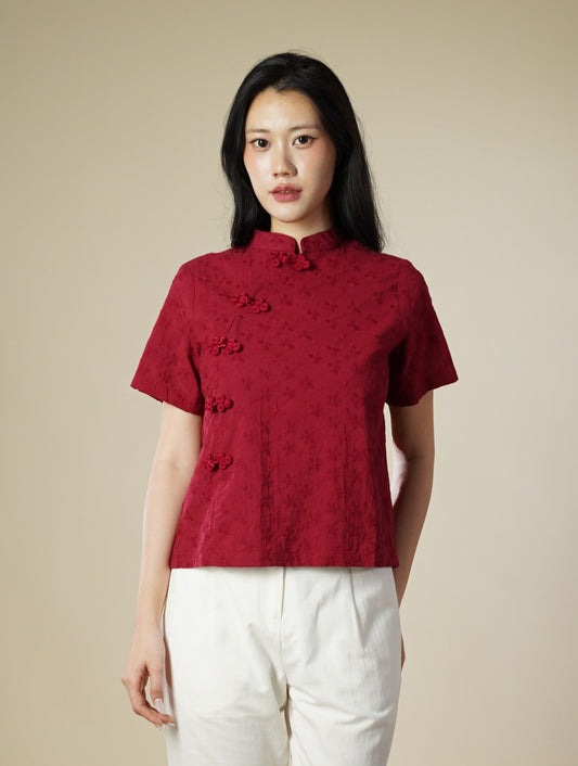 Mandarin Collar Lace Top