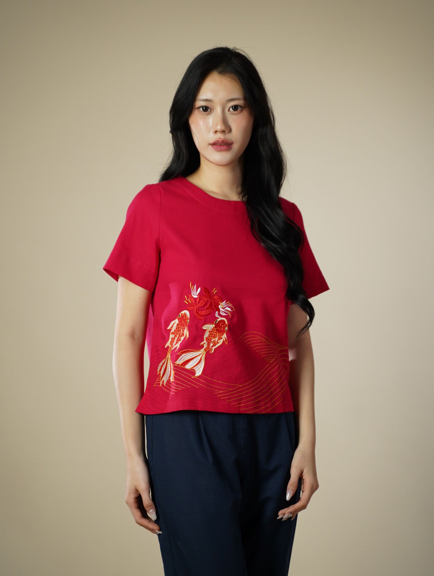 Embroidered Short Sleeve Top