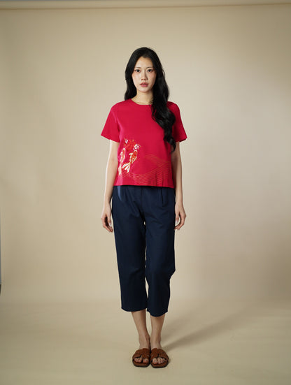 Embroidered Short Sleeve Top