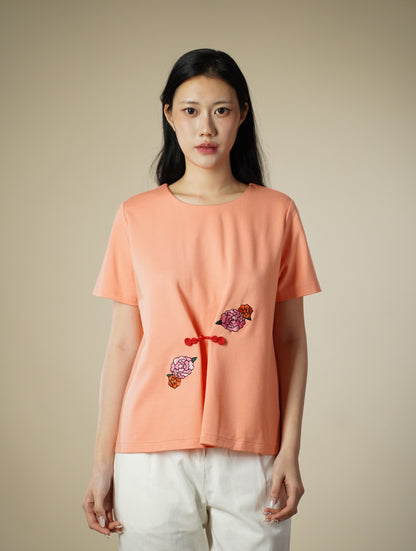 Round Neck With Embroidery Top